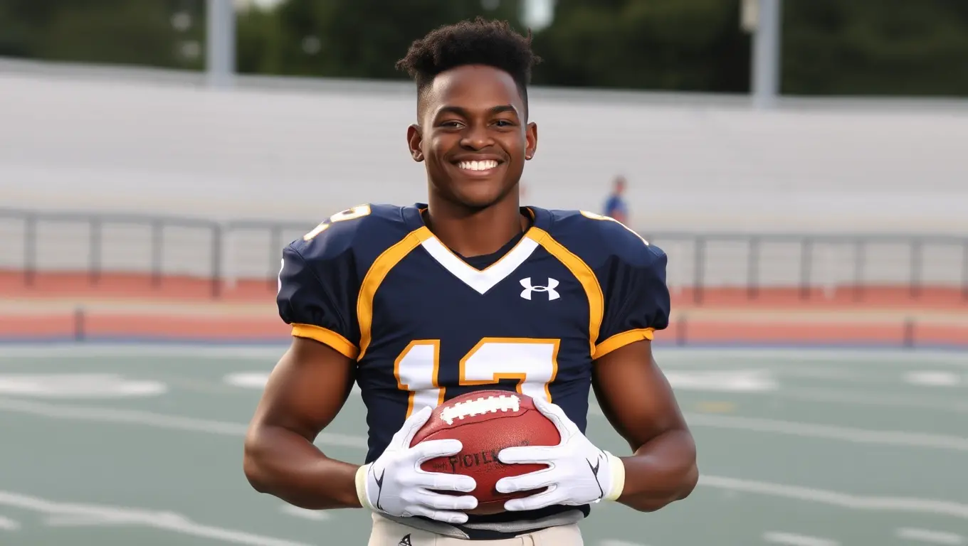 Rodney Hilton Jr. Poses with Football and Bright Smile
