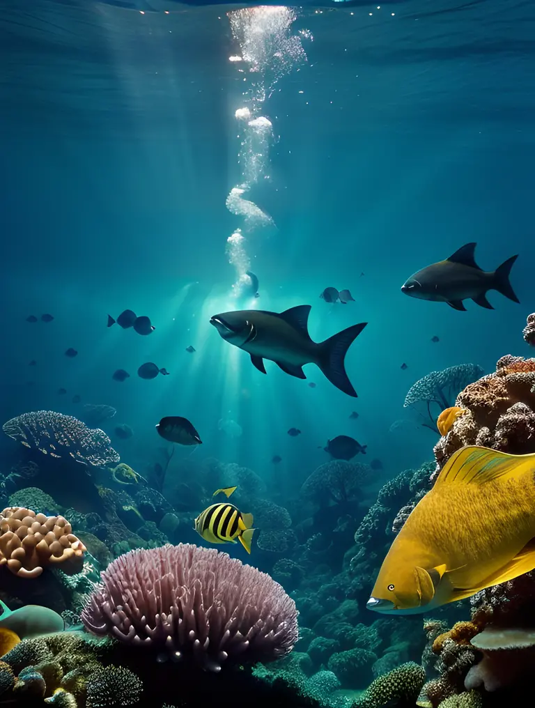 Underwater Scene with "xxxx" on Giant Screen Image