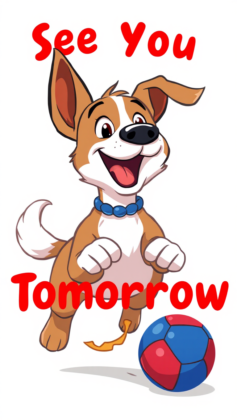 Cartoon Dog Running with Ball on Transparent Background