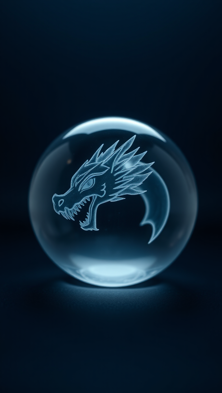 Dragon's Face Etched on Transparent Ball