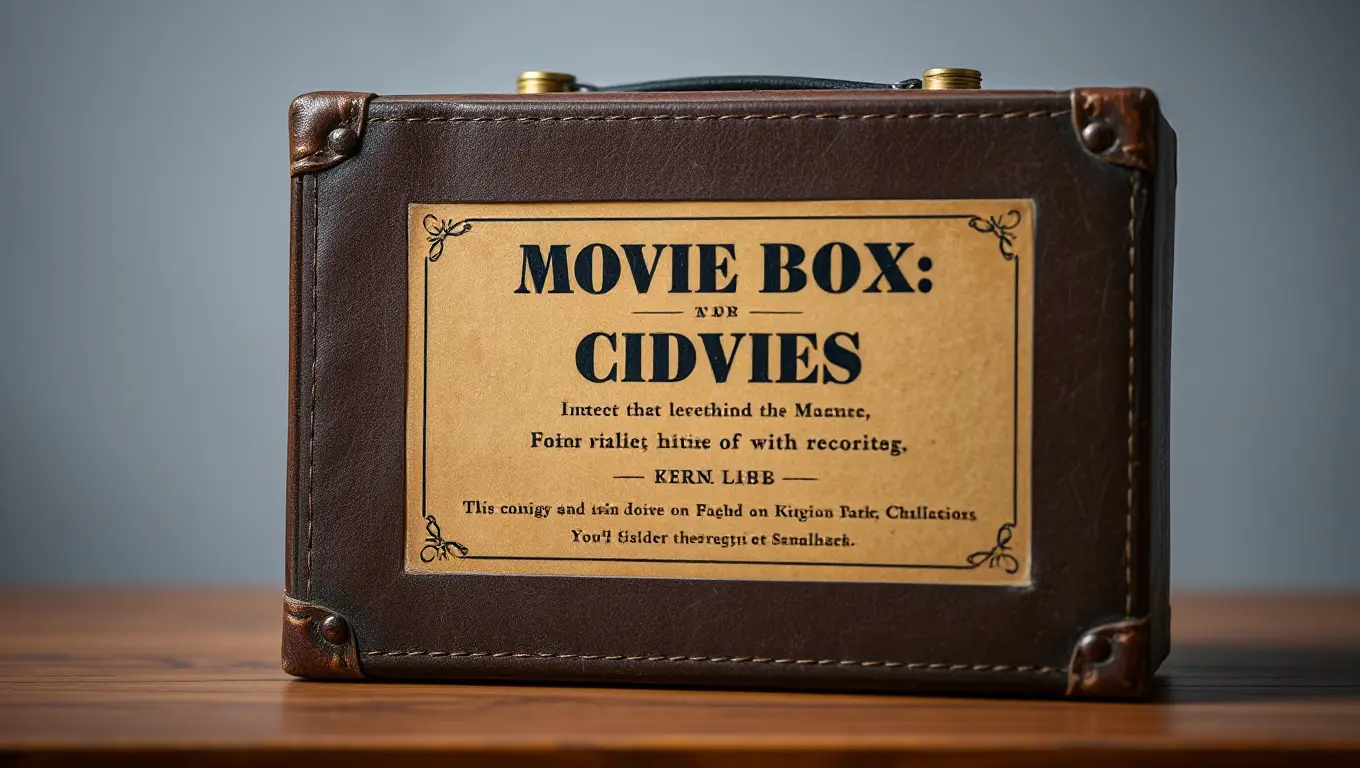 Faded Title on Vintage Movie Box with Worn Leather Exterior