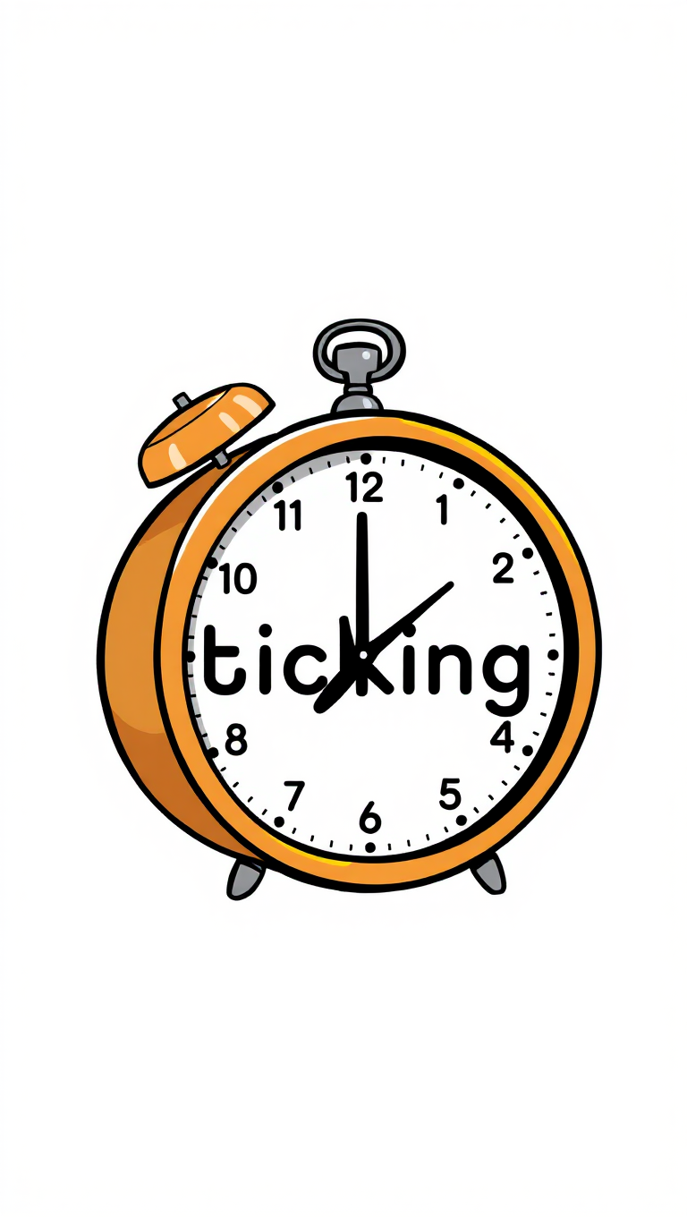 Ticking Clock on Transparent Background