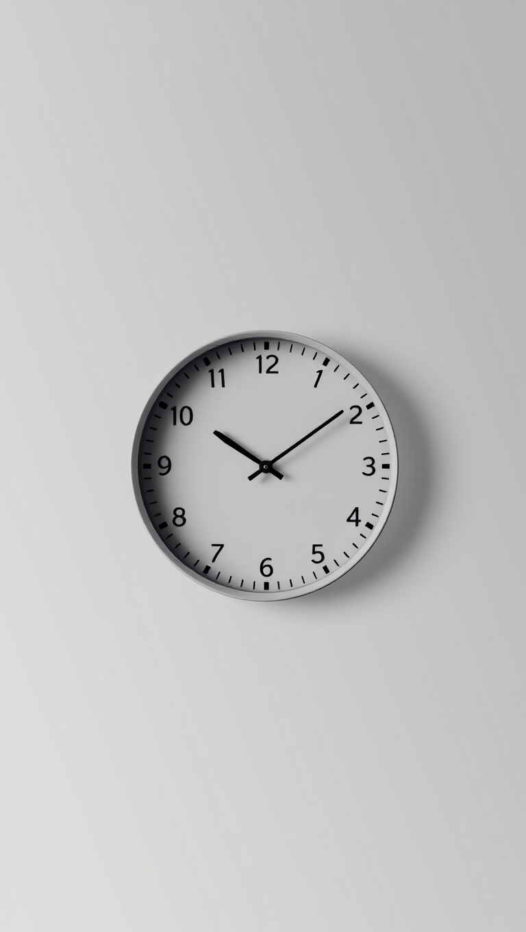 Minimalist Clock Face on Transparent Background with Subtle Hands