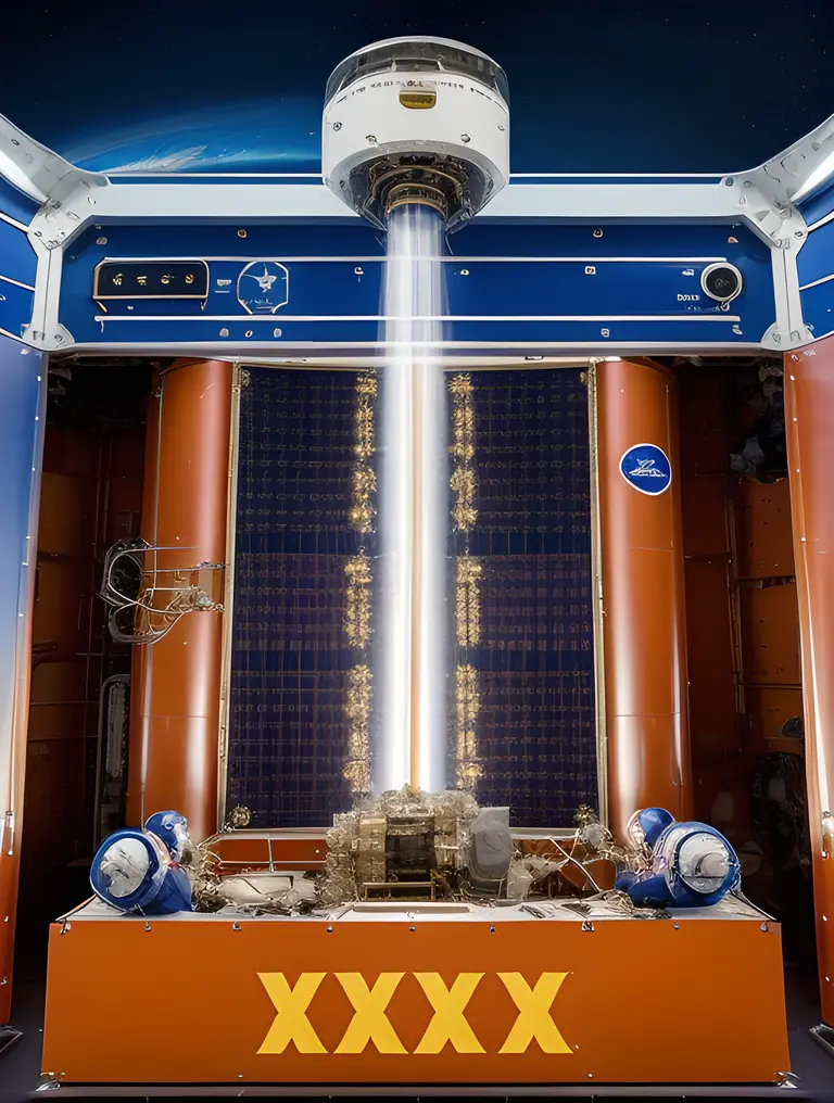 Futuristic Space Station with "xxxx" on Control Panel Image