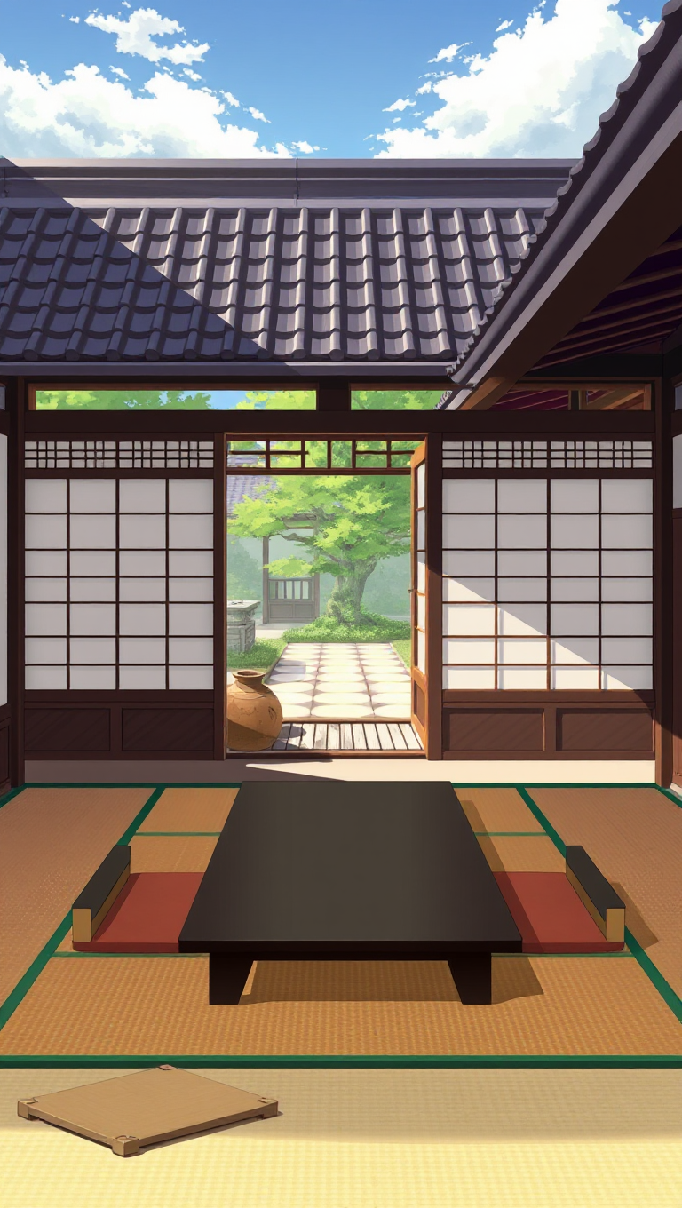 Traditional Tea House Anime Backgrounds for Slice-of-Life Romance Visual Novels