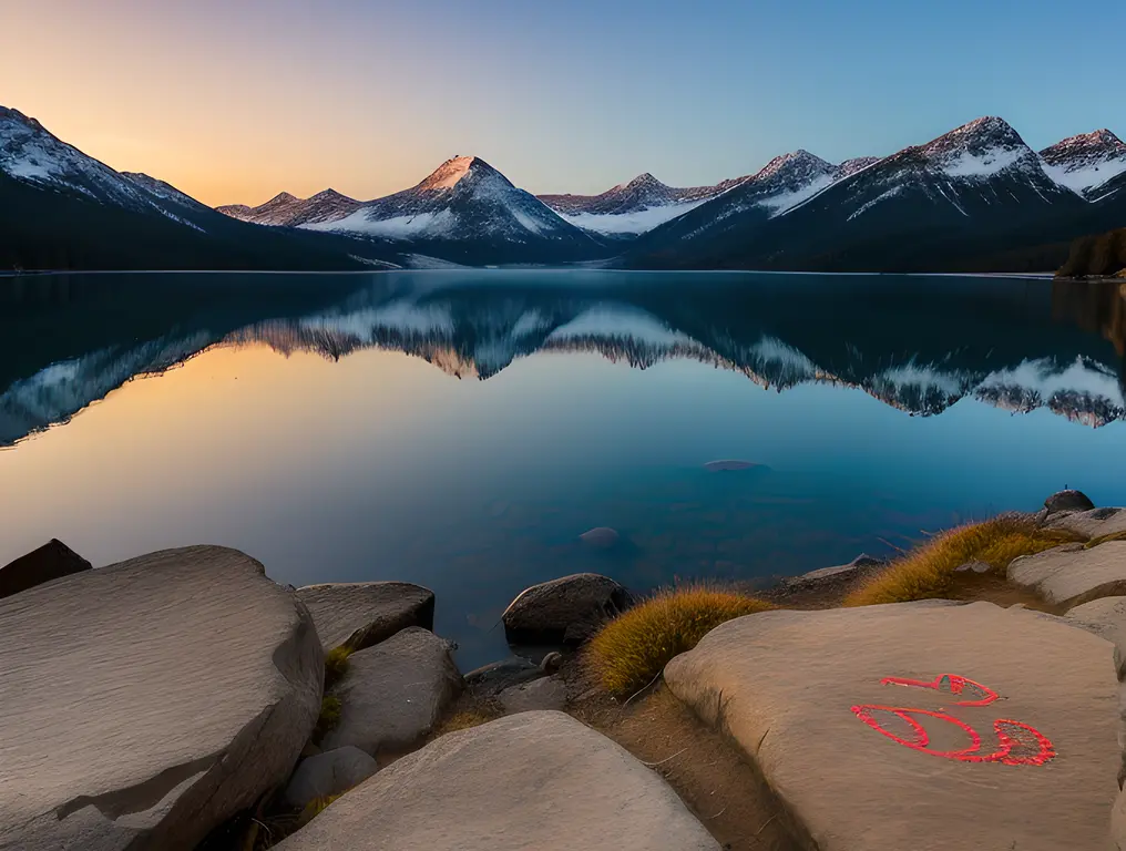 Mountain range displays "abcdefg" etched into rocks.