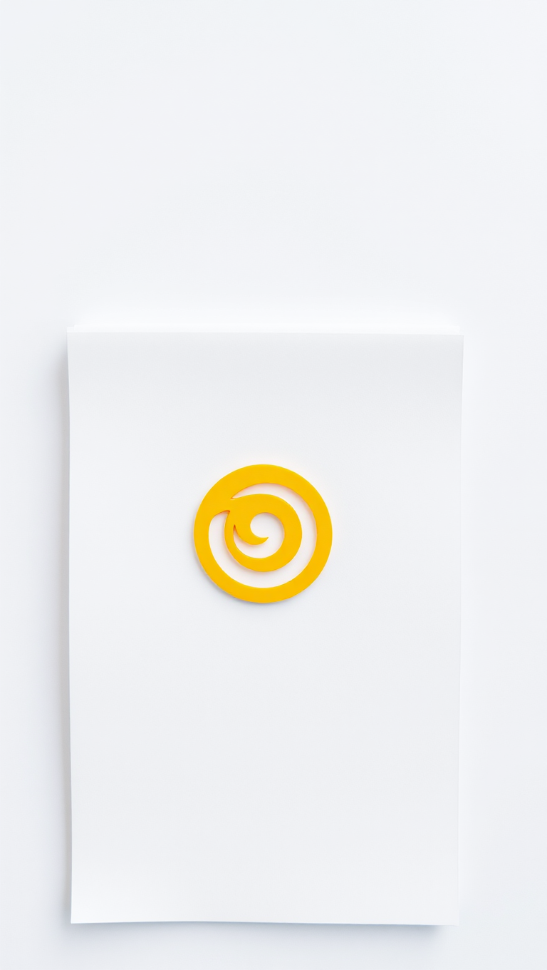 Confident Yellow Spiral Design on Notepad with Subtle Lines