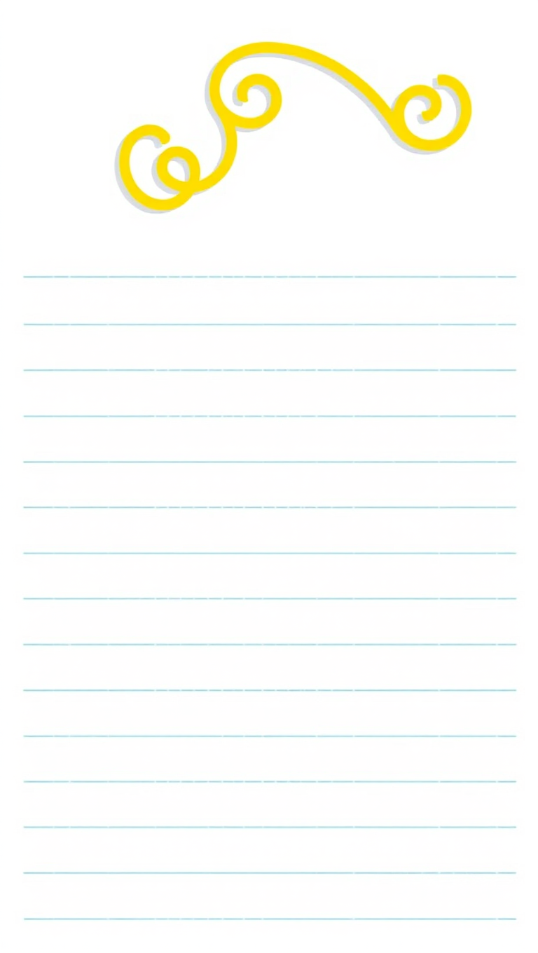 Stylized Yellow Spiral Wrap on Notepad with Horizontal Lines