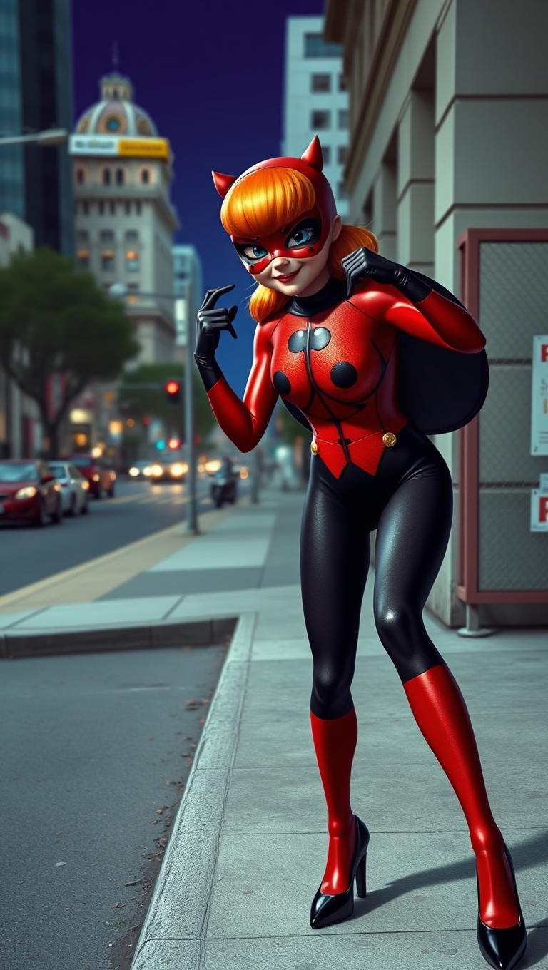 Dramatic Miraculous Ladybug with City Street Background