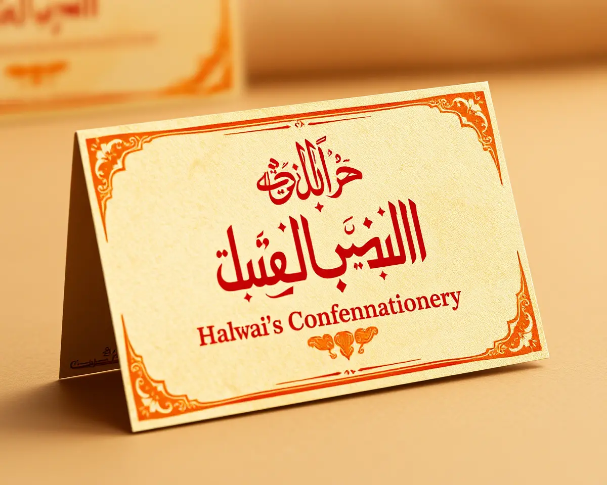 Traditional Halwai Visiting Card with Arabic Calligraphy