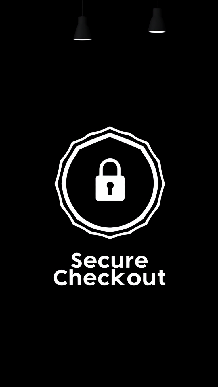 Minimalist Secure Checkout Badge on Black Background