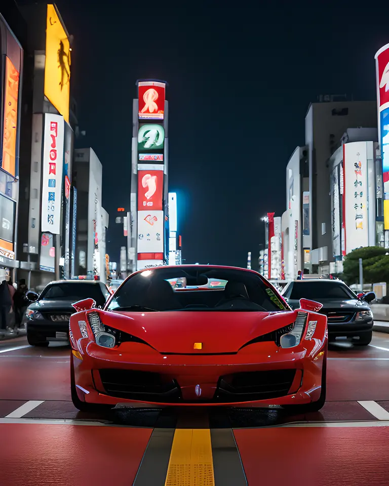 Ferrari 458 Italia Drifts Around Corner in Neon Tokyo