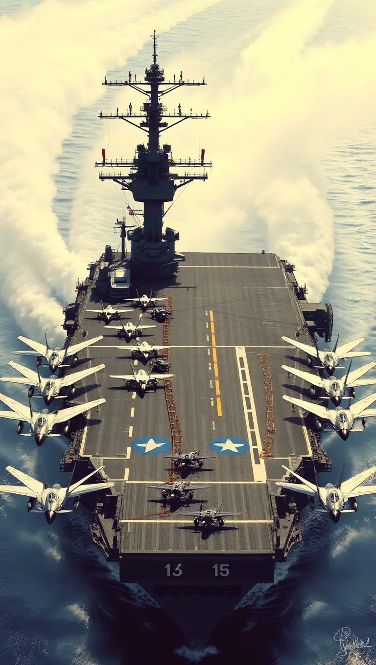 Historic USS Harry S Truman Aircraft Carrier Illustration
