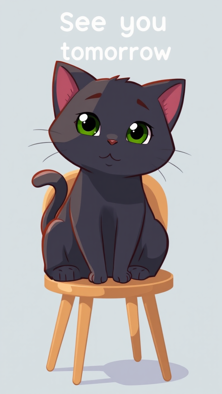 Cartoon Cat Sitting on Chair with Transparent Background