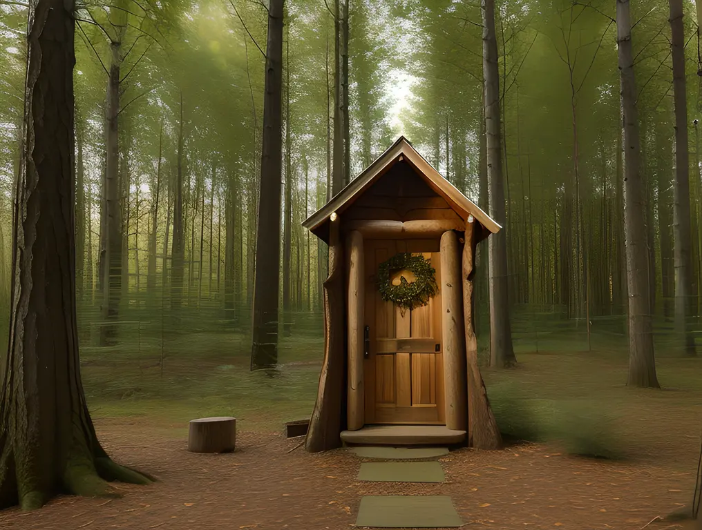 Magical forest has "abcdefg" carved into tree trunk.