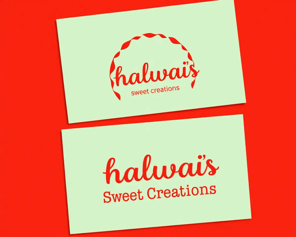 Simple Halwai Visiting Card with Bright Poppy Colors