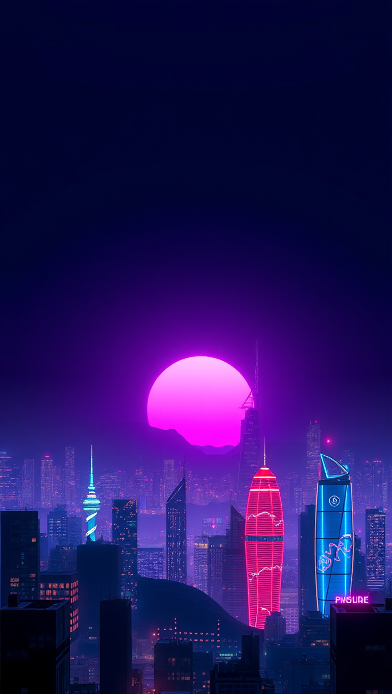 Purple AI Cover Background: Futuristic Cityscape at Sunset