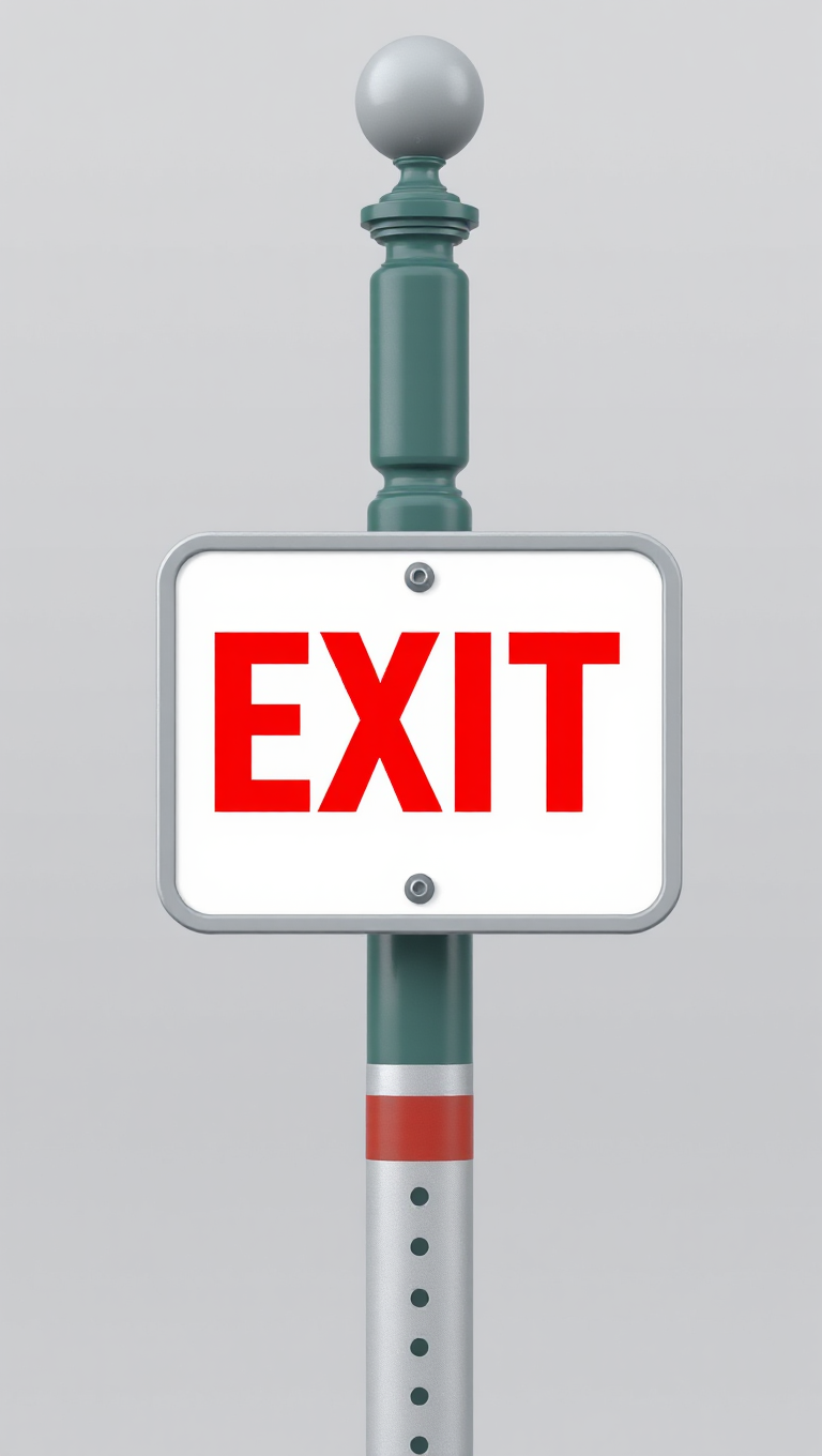 3D Street Sign with Transparent Background and Large Exit Icon