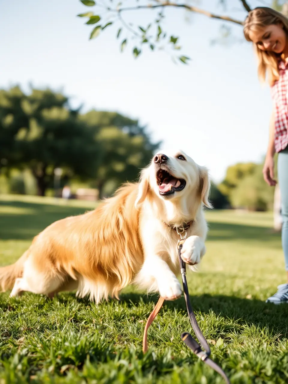 Dog Enjoys Sunny Afternoon with Owner in Park
