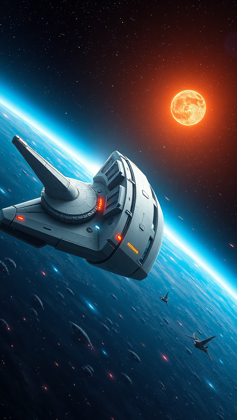 Space-Age Spaceship with Soaring Orchestral Theme