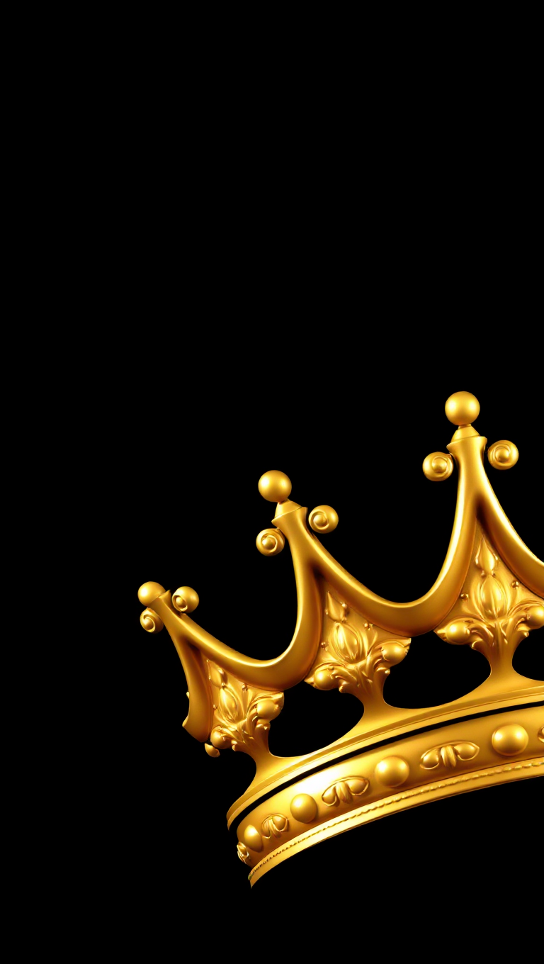 Golden Crown Shines on Black Background Image