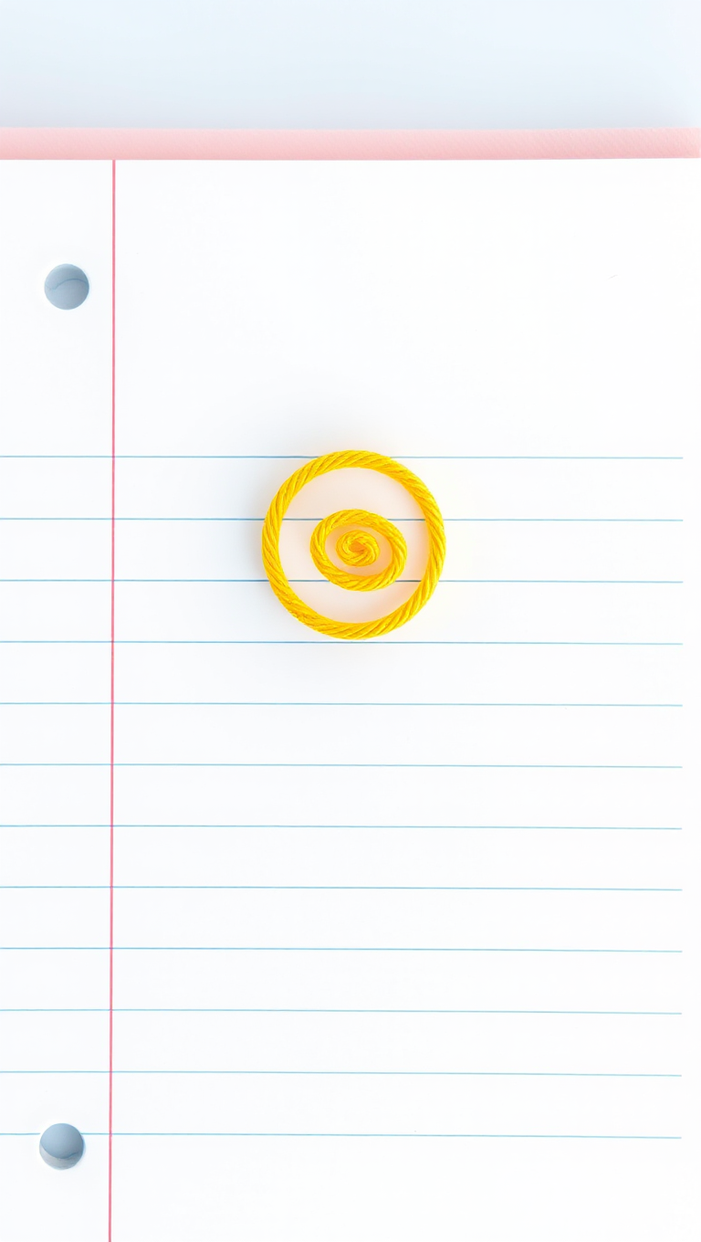 Whimsical Yellow Spiral Pattern on Notepad with Delicate Lines