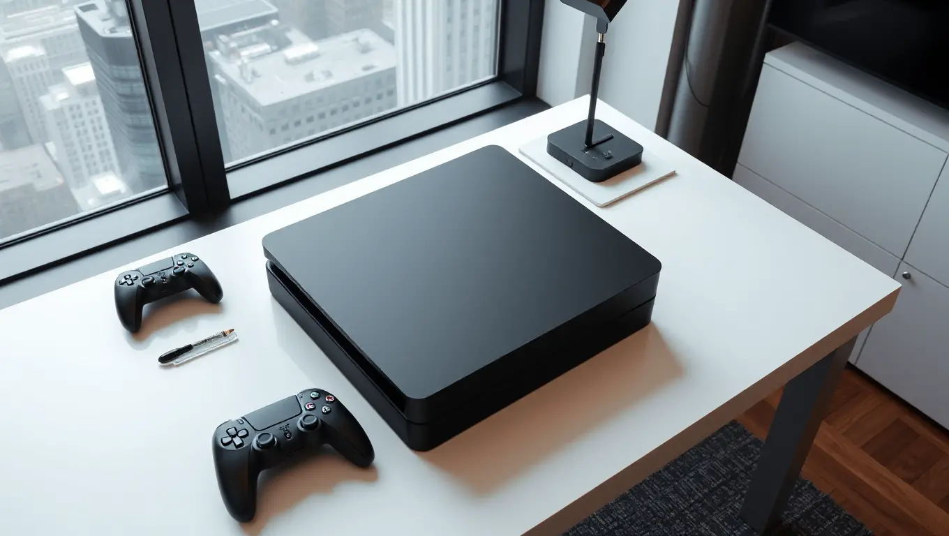 PS5 Pro Console in Modern Home Office Setting