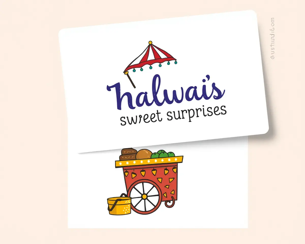 Whimsical Halwai Visiting Card with Colorful Illustration