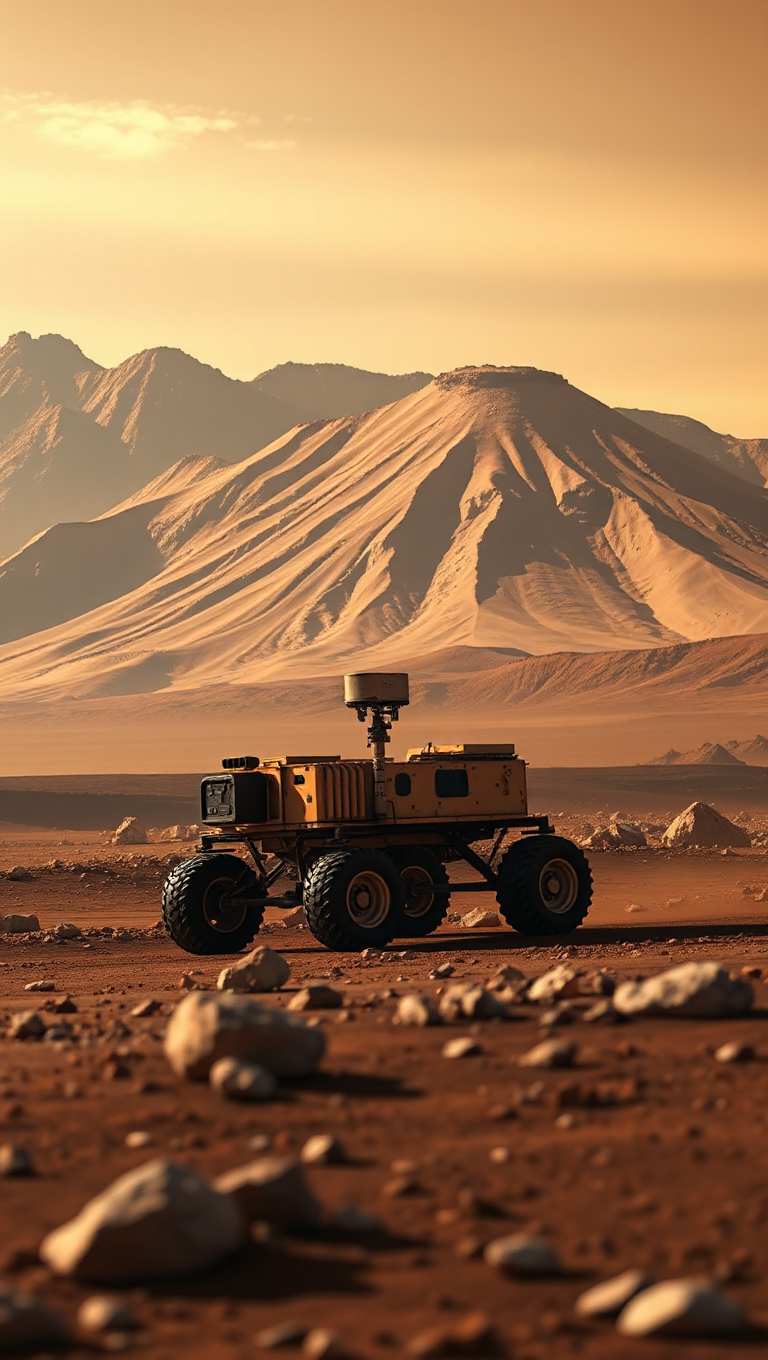 Martian Rover on Olympus Mons Surface