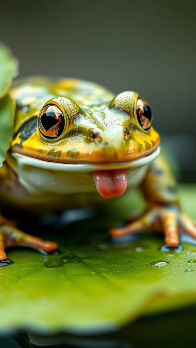 Frog's Face Prepares to Hop on Transparent Background