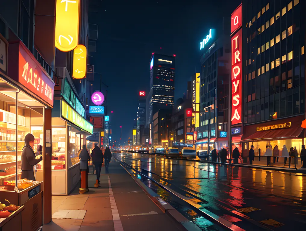 City Nightscape with Glowing Zzz and Sleepy Citizens