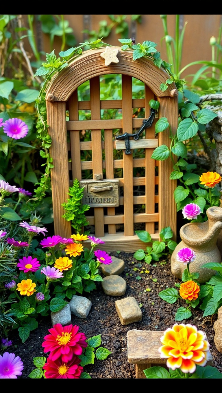 Whimsical Fairy Garden with Built-In Trellis Background