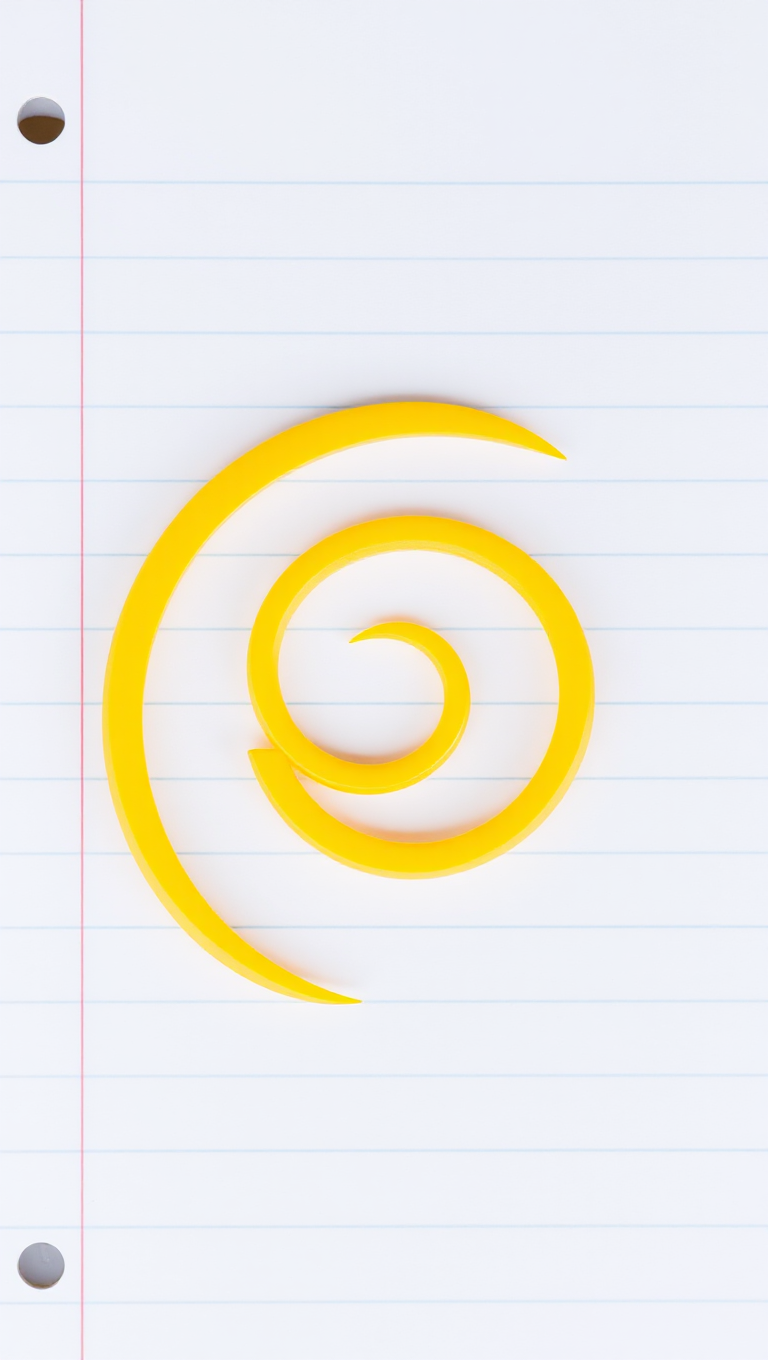 Vibrant Yellow Spiral on Notepad Background with Lines