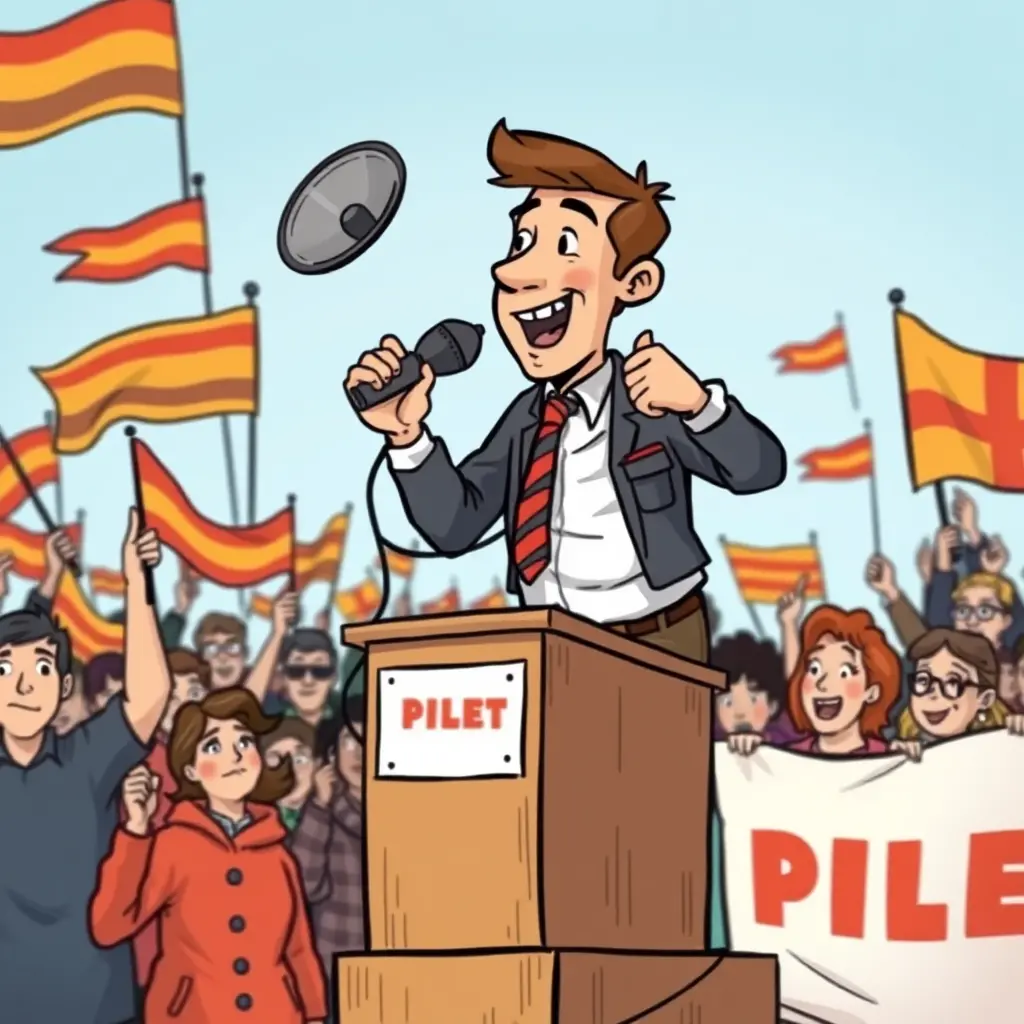 Partylist Candidate Rallies Supporters with Megaphone and Soapbox