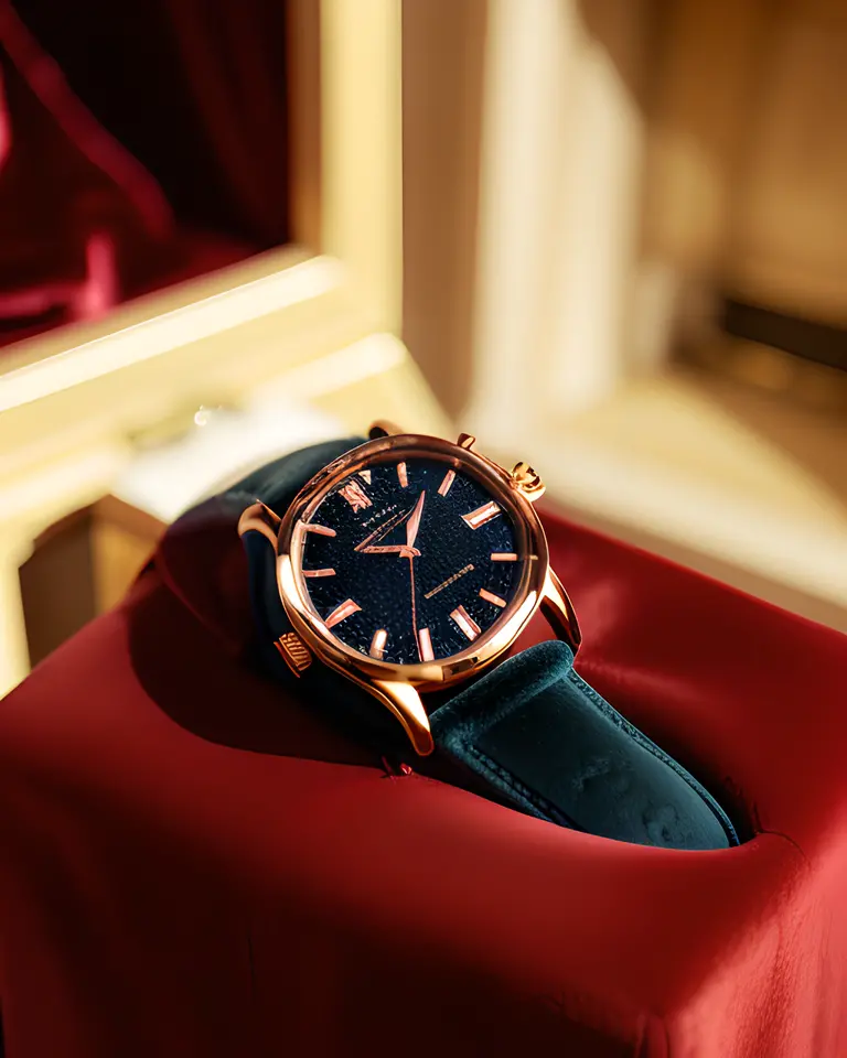 It is very expensive Luxury Watch on Velvet Pedestal
