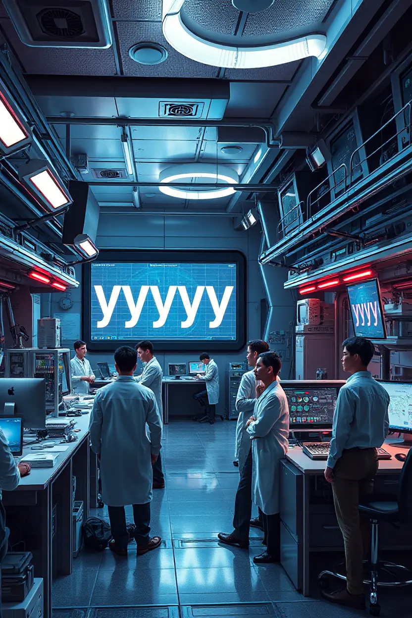 High-Tech Lab with Displayed Year on Screen