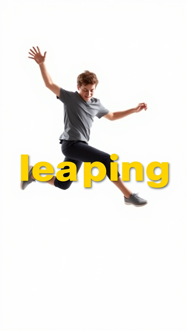 **Leaping** Person on Transparent Background