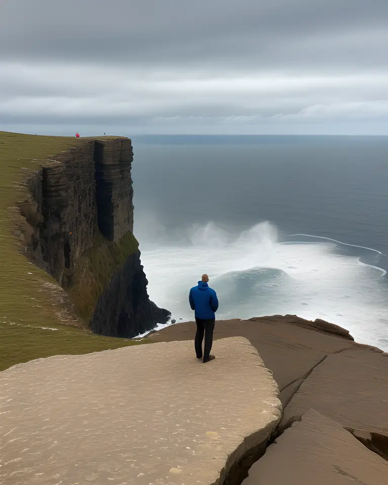 Dorea De Mateo Standing Proudly on Stormy Sea Cliff