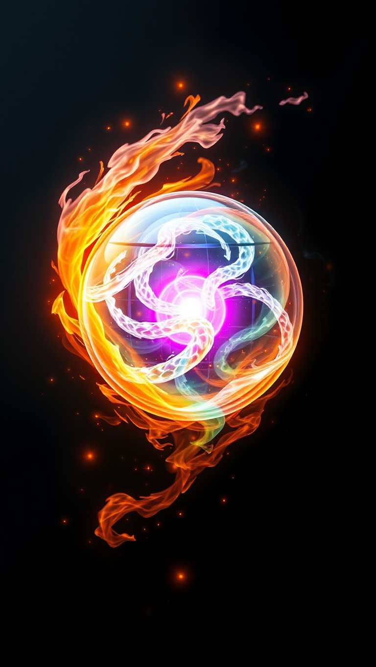 Swirling Colors Surround Transparent Dragon Ball