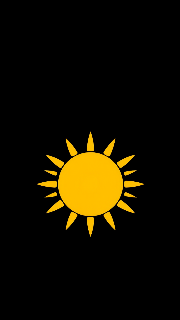 Yellow Sun Radiates on a Black Background Image