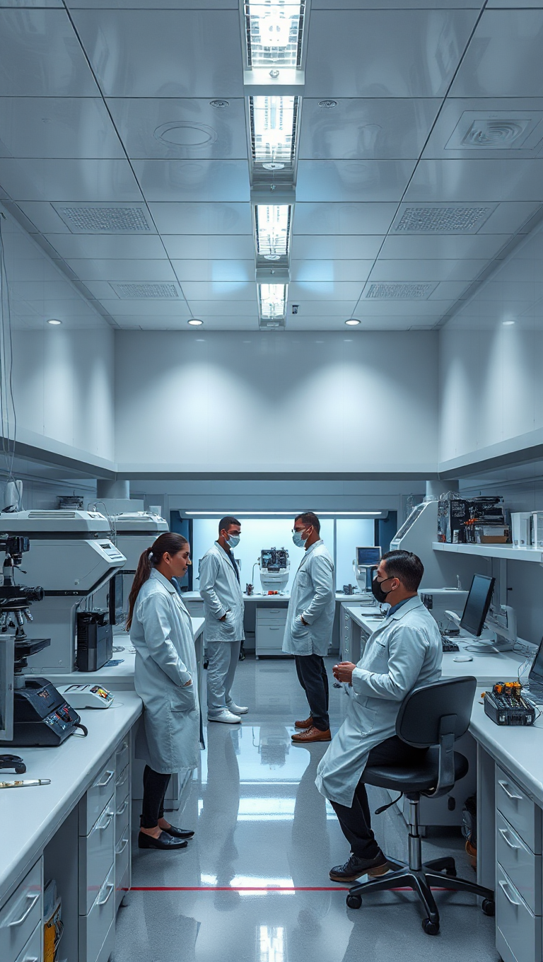 Cutting-Edge Research Lab with Cool Grey Educational Background and Technology