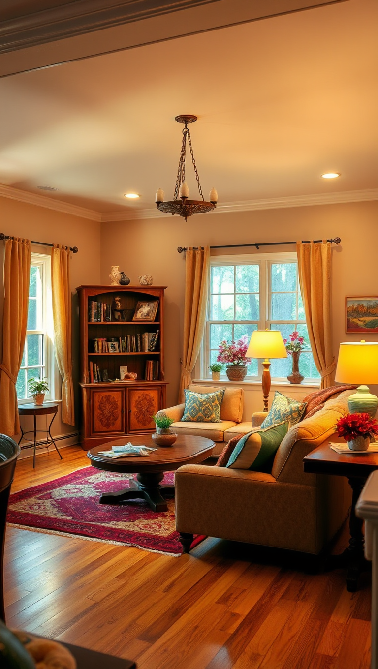 Vintage Living Room with Warm Beige Background