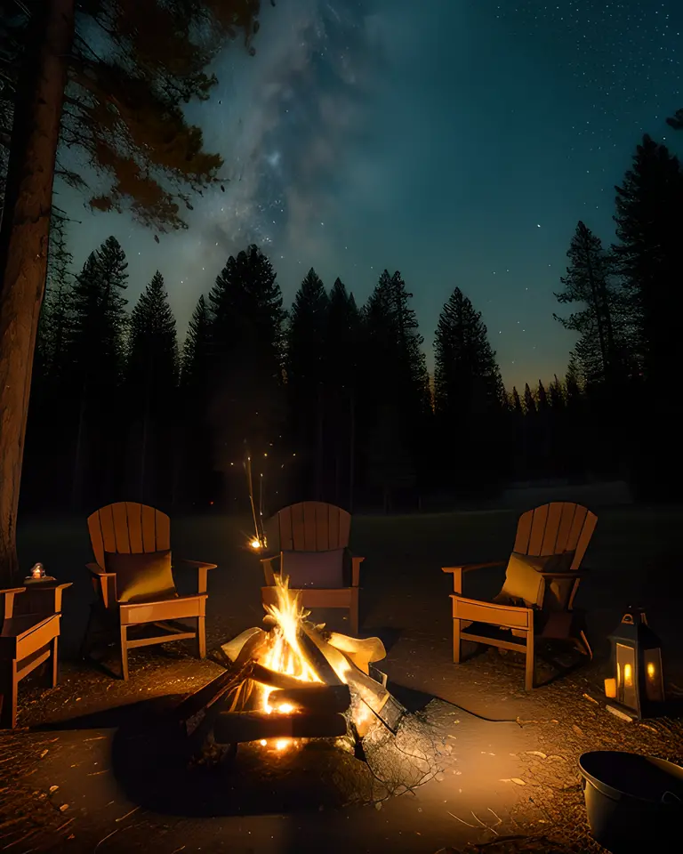 Campfire Scene at Dusk with Radiant Embers Glowing Brightly