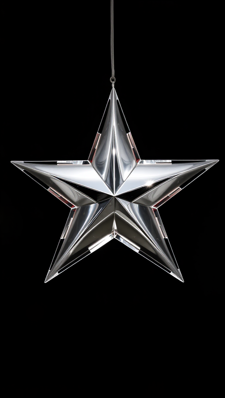 Shiny Silver Star on a Dark Background Scene