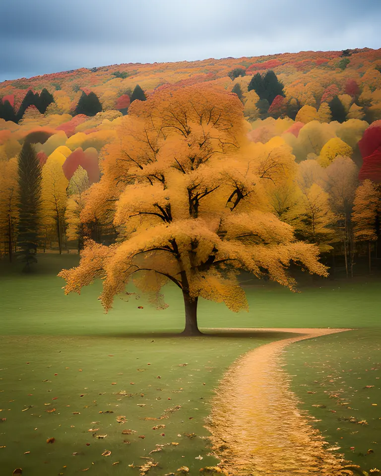 Autumn Leaves Fall from Trees in a Beautiful Display