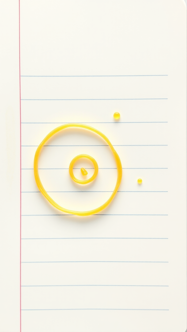 Delicate Yellow Spiral on Notepad with Subtle Horizontal Lines